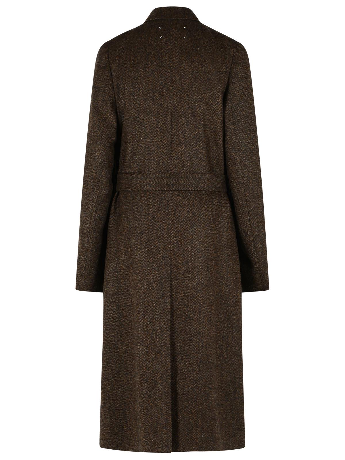 Maison Margiela 'Herringbone' Brown Wool Coat Women MAISON MARGIELA