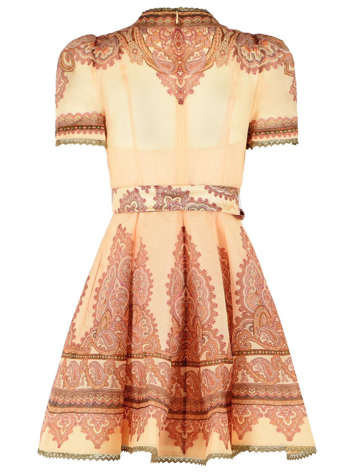 Zimmermann 'Ascent Picnic' Mini Dress In Beige Linen And Silk Women ZIMMERMANN