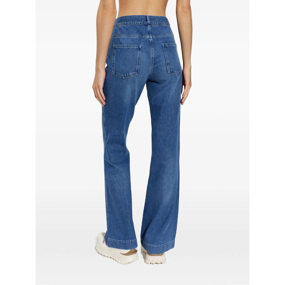 Moncler Blue Denim - Wide-Leg Jeans Women MONCLER