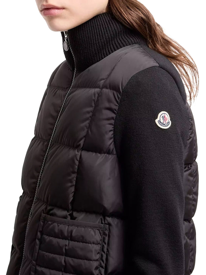 Moncler Women Padded Wool Zip-Up Cardigan With Check Quilting MONCLER