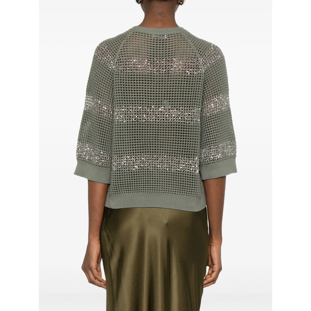 Brunello Cucinelli Green Knitwear - Jumpers Women BRUNELLO CUCINELLI