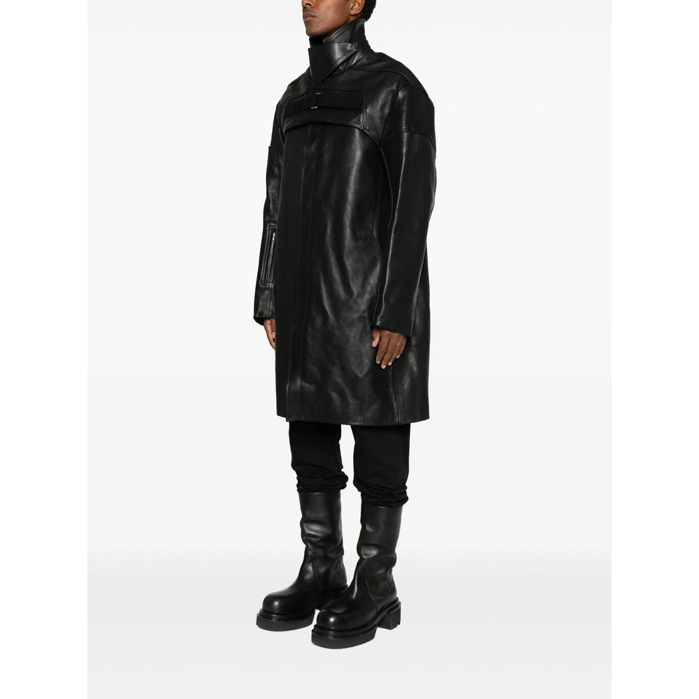 Rick Owens Black Coats - Leather Coats Men RICK OWENS