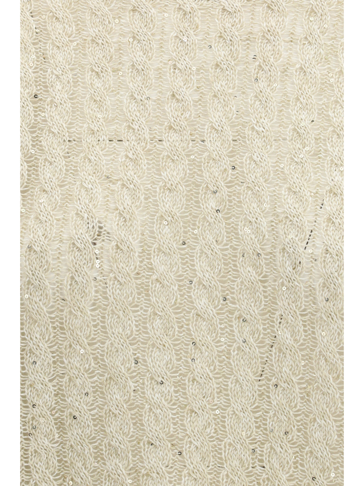 Brunello Cucinelli Women Dazzling Cable Linen Sweater With Openwork Ribbing