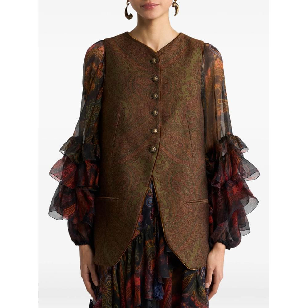 Etro Brown Jackets - Waistcoat & Gilets Women ETRO