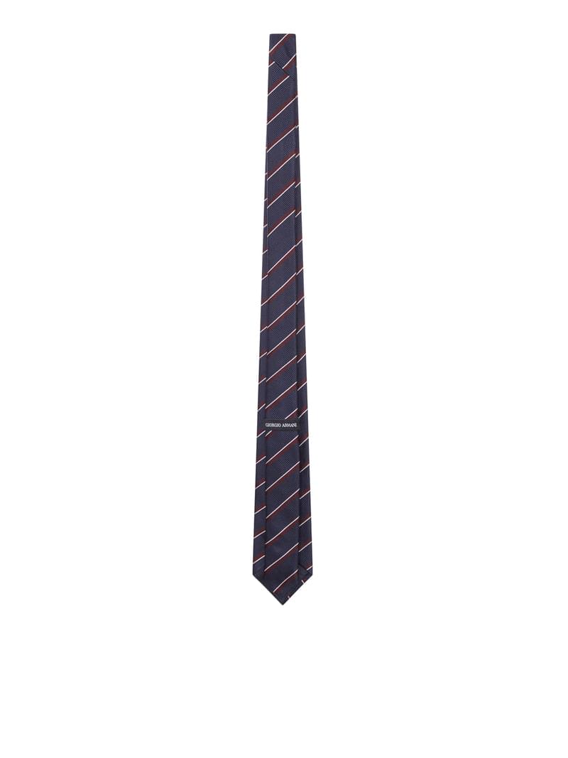 Giorgio Armani Men Silk Tie With Diagonal Stripes GIORGIO ARMANI