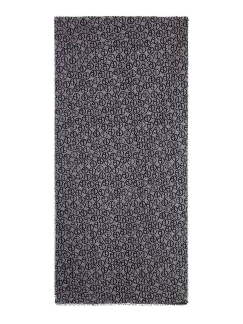 Giorgio Armani Men Scarf With All-Over Monogram Pattern And Fringed Edges GIORGIO ARMANI