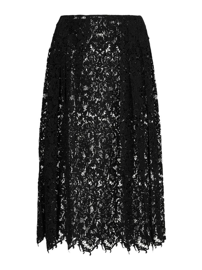 Fendi Women Black Macrame Lace Skirt FENDI