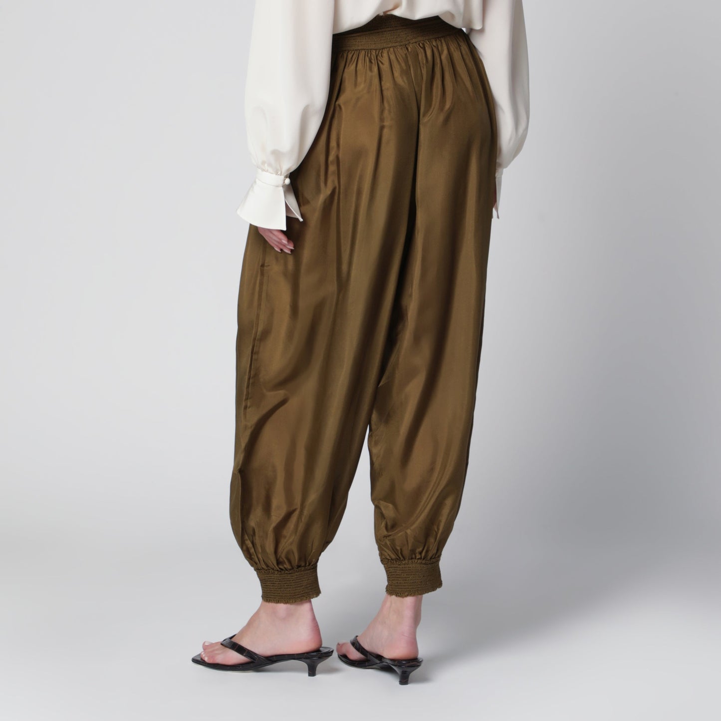 Zimmermann Olive Silk Habotai Harem Pants Women ZIMMERMANN