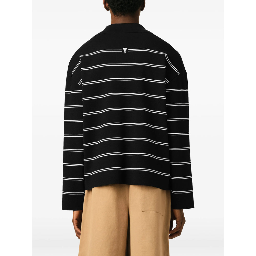 Ami Paris Black Polo Shirts Men AMI PARIS