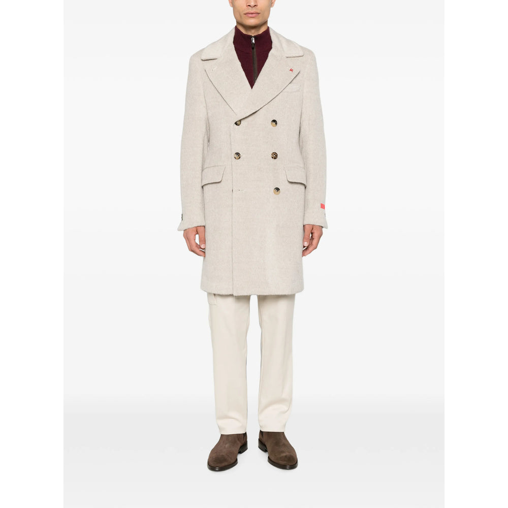 Isaia Neutrals Coats - Double Breasted Coats Men ISAIA