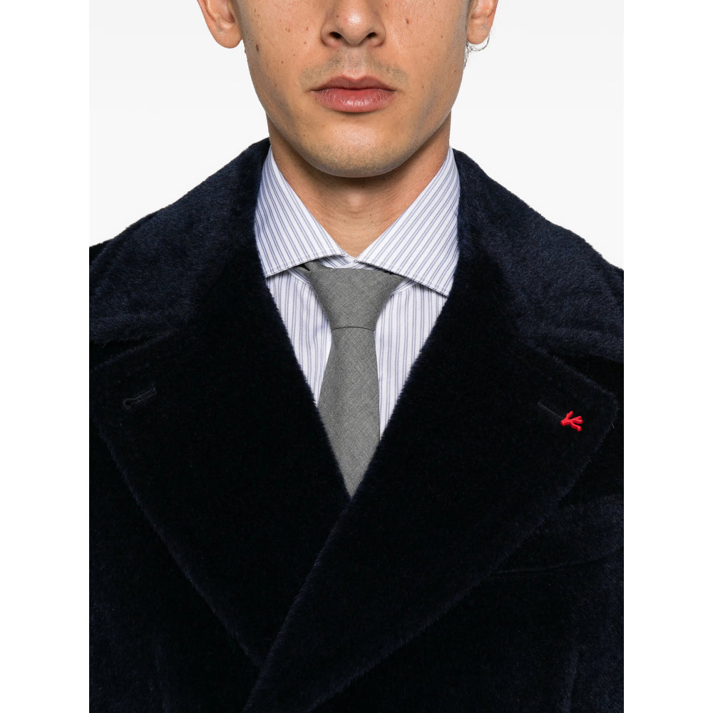 Isaia Blue Coats - Double Breasted Coats Men ISAIA
