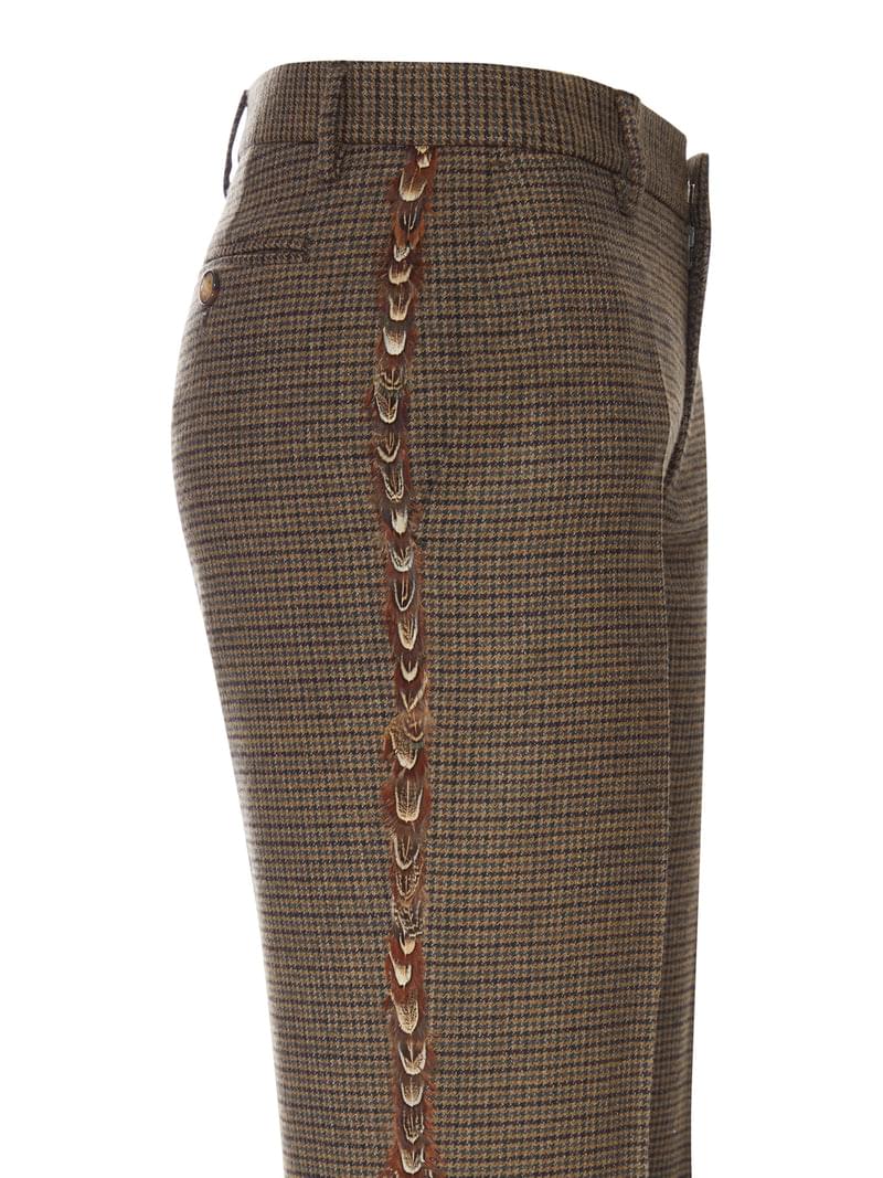 Etro Women Tailored Checked Trousers With Feather Detail ETRO