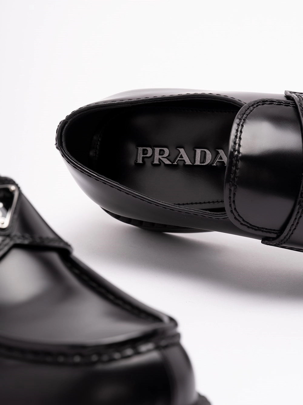 Prada Men Chocolate Brushed Leather Loafers PRADA