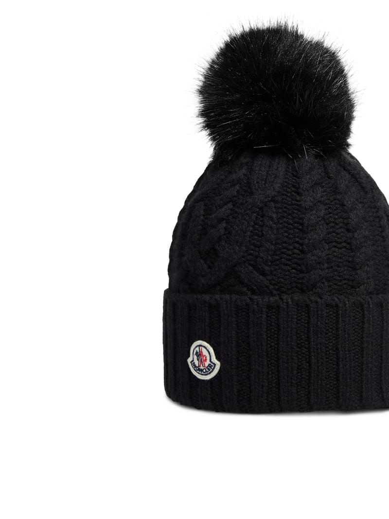 Moncler Women Wool And Cashmere Blend Hat With Pom Pom MONCLER
