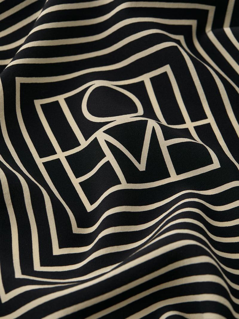 Toteme Women Black Silk Scarf With Monogram Detail TOTEME