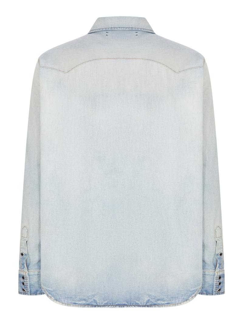 Amiri Men Washed Denim Western Shirt With Metal Buttons AMIRI