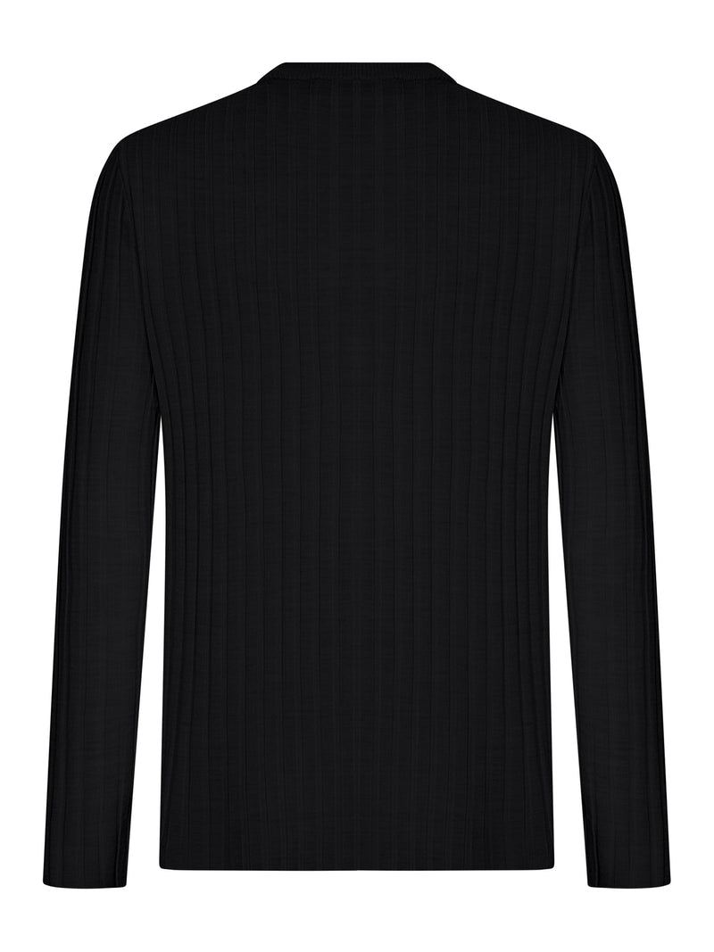 Amiri Men Henley Long-Sleeved Ribbed Knit Sweater AMIRI