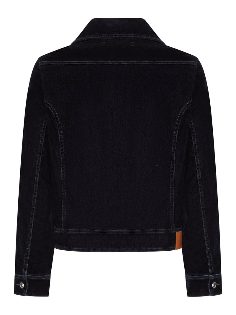 Amiri Men Flocked Denim Jacket With Embroidered Logo And Metal Buttons AMIRI