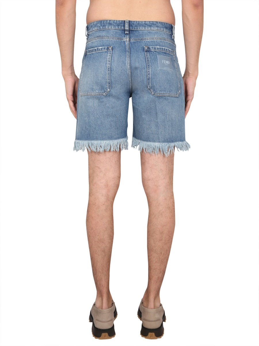 Fendi Men Denim Bermuda Shorts FENDI
