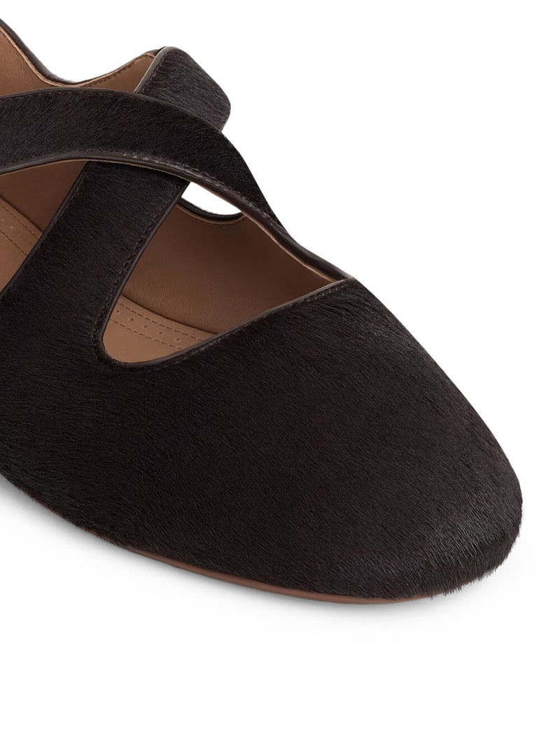 Alaia Women Crossed Ponyskin Ballerinas ALAIA