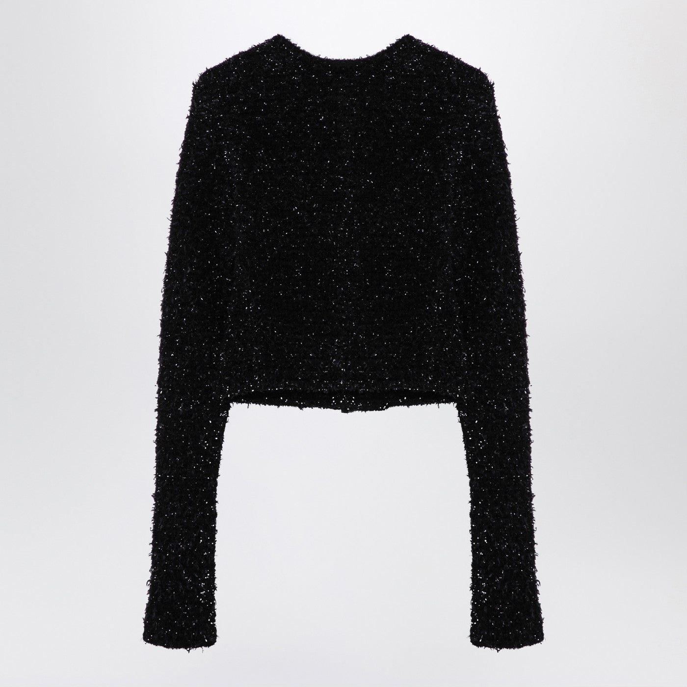 Balenciaga Black Cotton Blend Tweed Cropped Cardigan Women BALENCIAGA