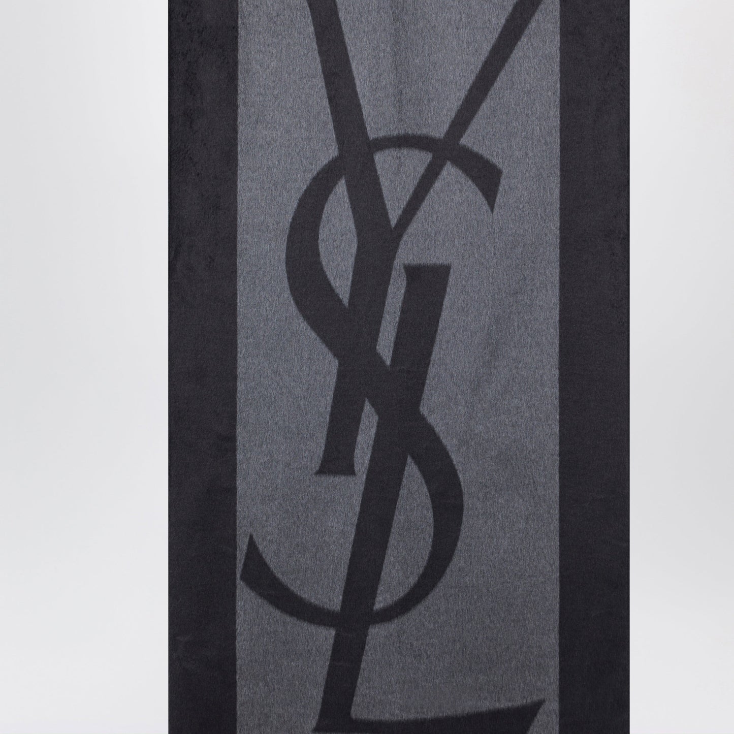 Saint Laurent Cassandre Jacquard Silk Scarf In Dark Grey Women SAINT LAURENT