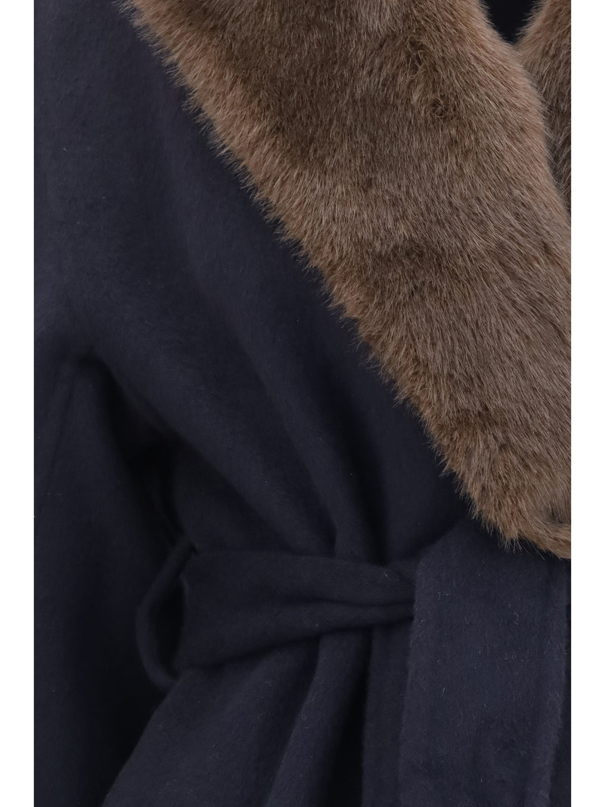 P.A.R.O.S.H. Women Wool Coat With Fur Collar And Belt