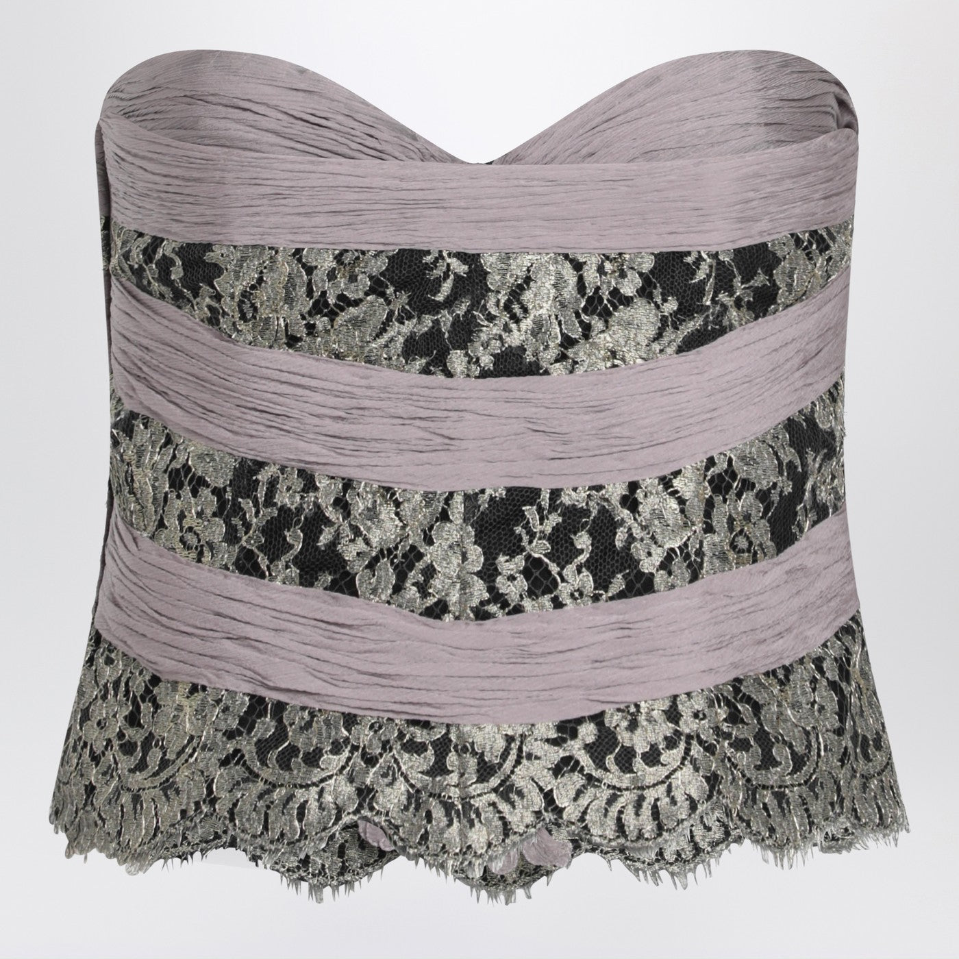 Valentino Grey/Mauve/Gold Chiffon Silk Top Women VALENTINO