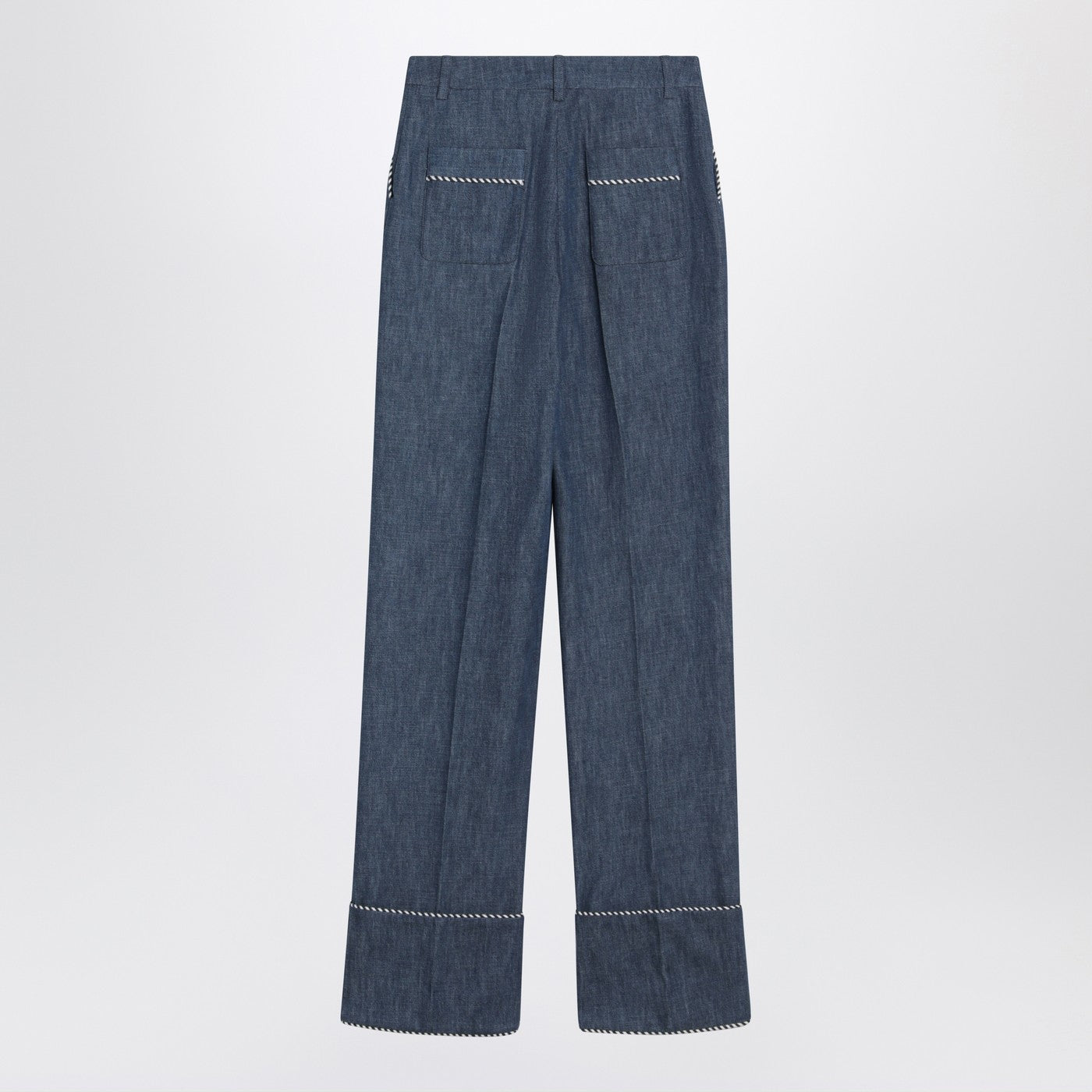 Valentino Blue Trousers In Chambray Denim Women VALENTINO