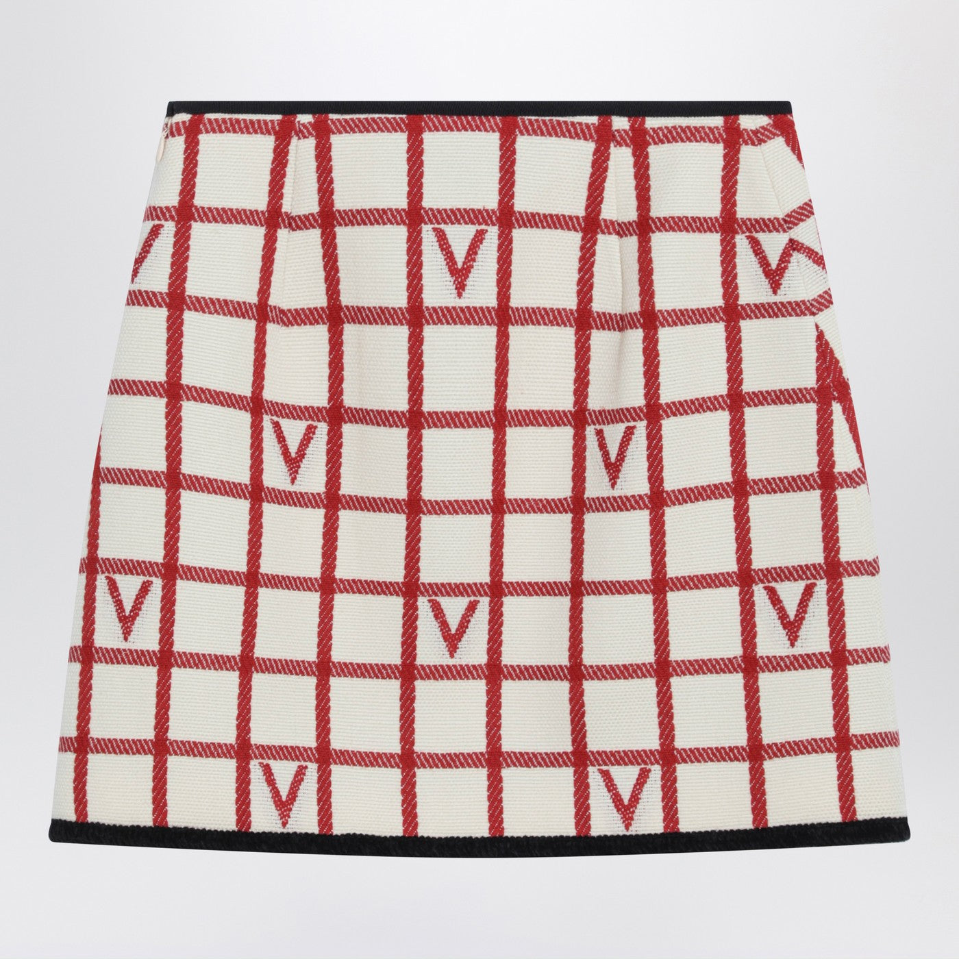 Valentino Ivory Skirt With Check Vlogo Pattern Women VALENTINO