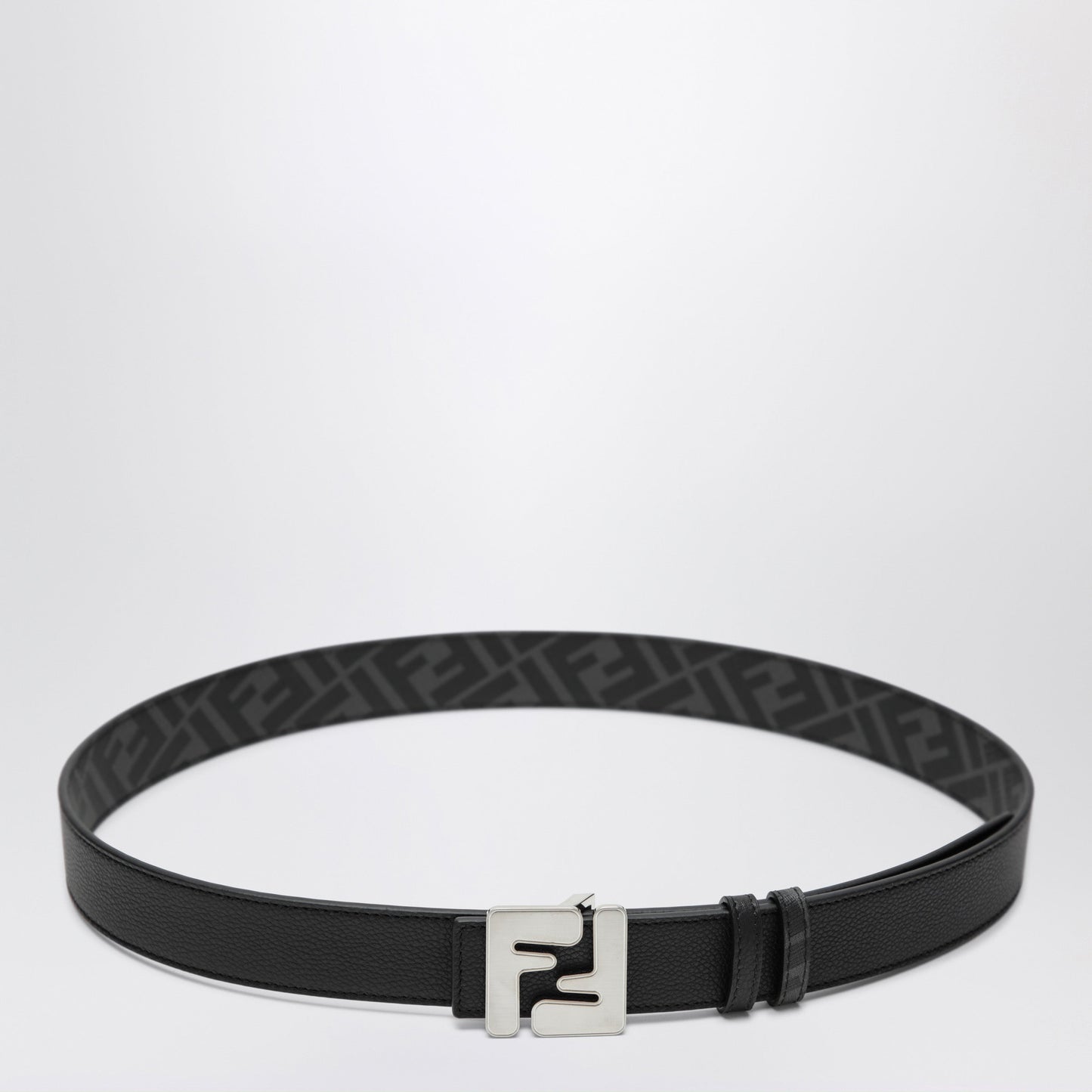 Fendi Reversible Squared Ff Belt In Black Leather Men FENDI