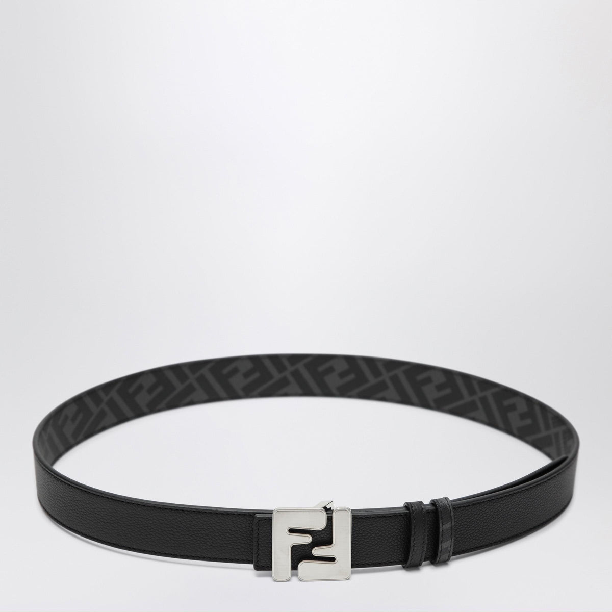 Fendi Reversible Squared Ff Belt In Black Leather Men FENDI