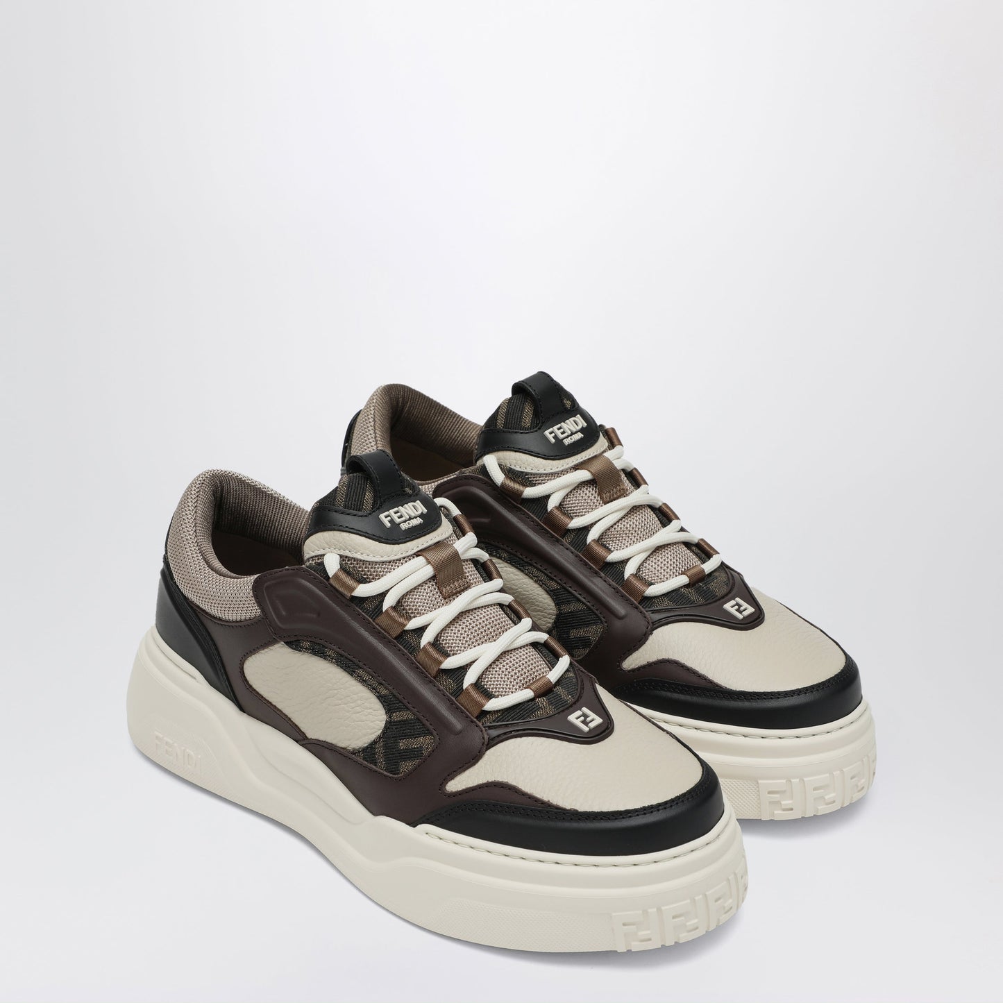 Fendi Fendi Force Sneakers In Black/Milk/Beige Men FENDI