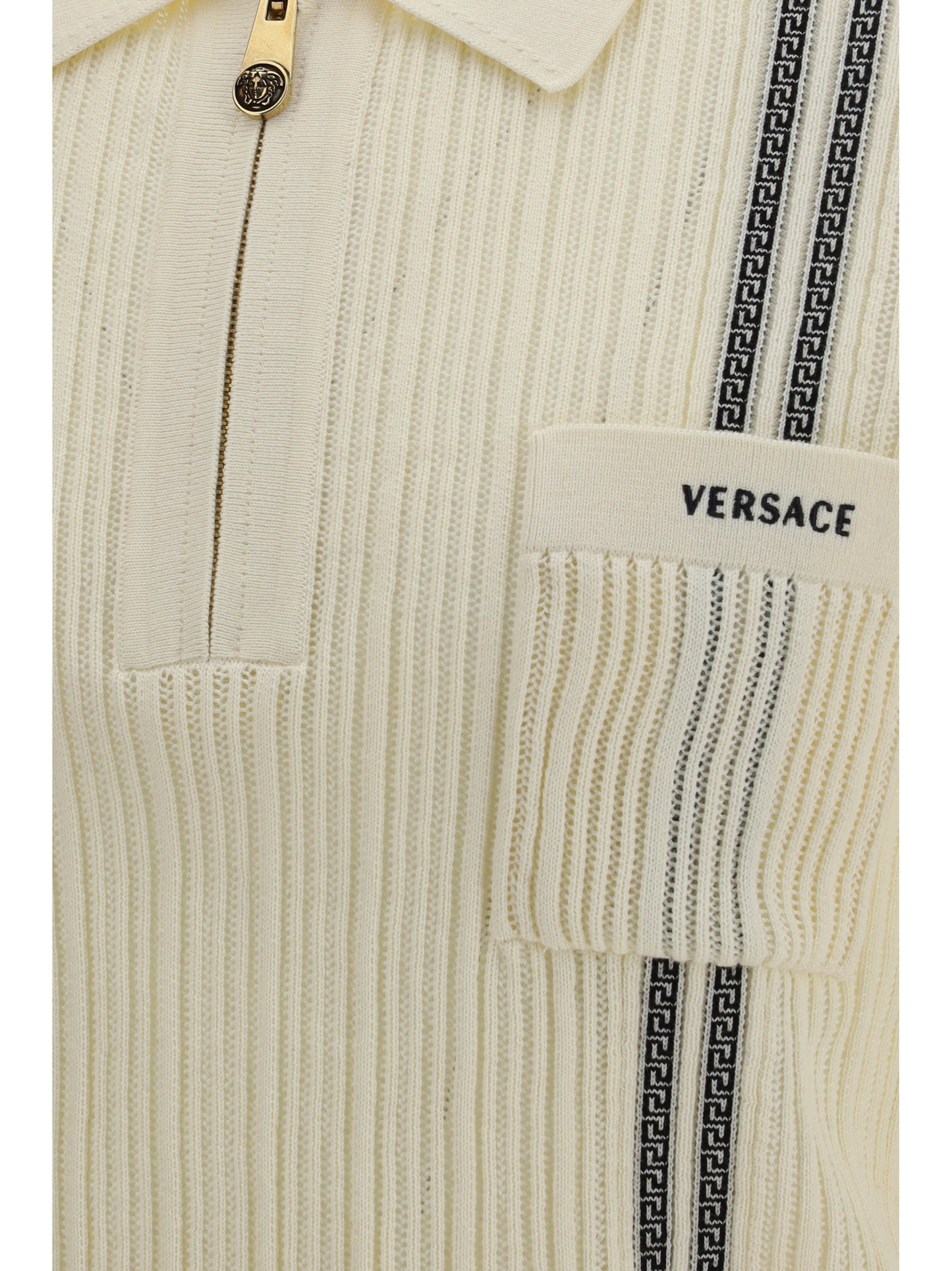 Versace Men Jacquard Cotton Knit Polo VERSACE