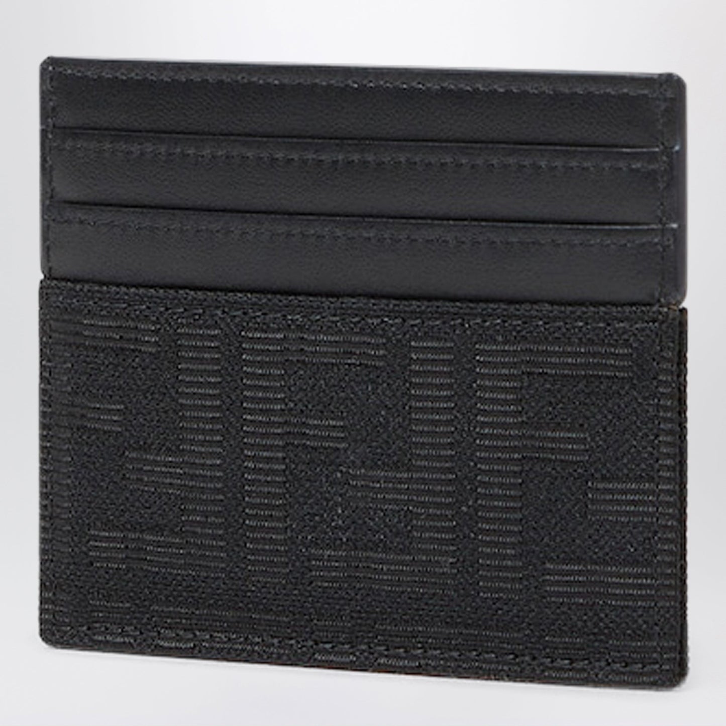 Fendi Ff Zucca Jacquard And Black Leather Card Holder Men FENDI