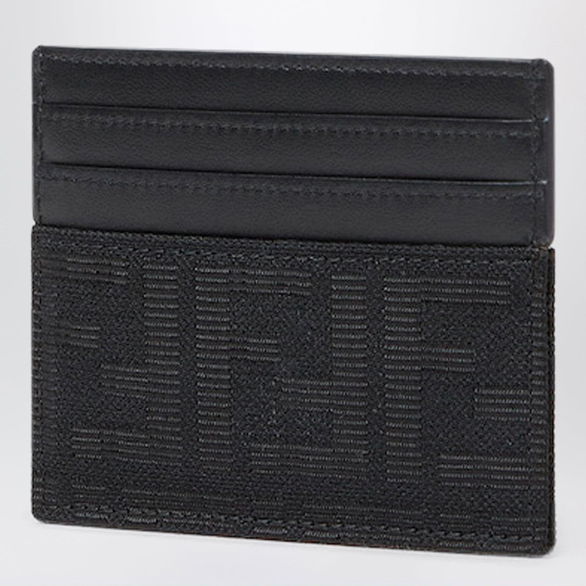 Fendi Ff Zucca Jacquard And Black Leather Card Holder Men FENDI