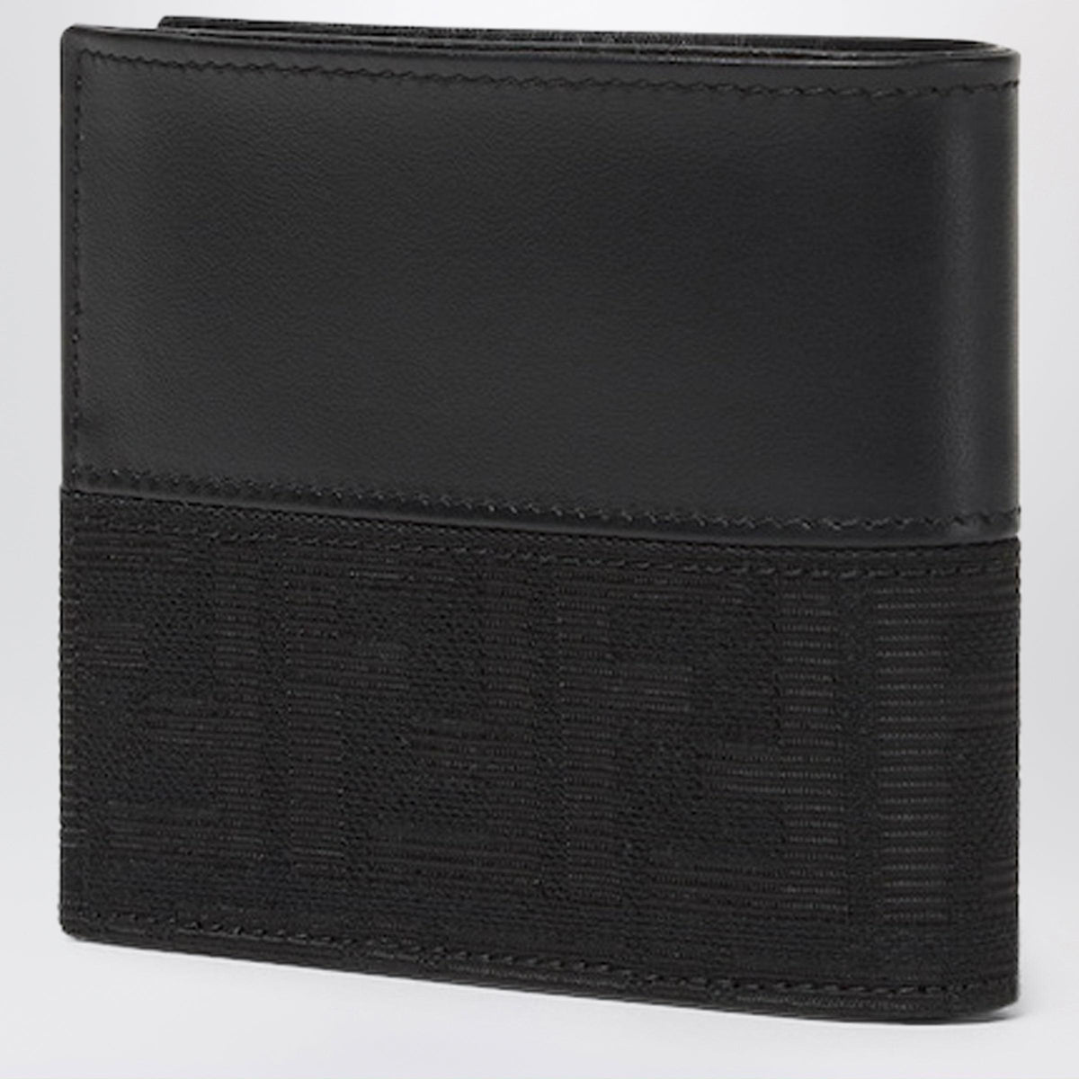 Fendi Ff Zucca Jacquard And Black Leather Bi-Fold Wallet Men FENDI