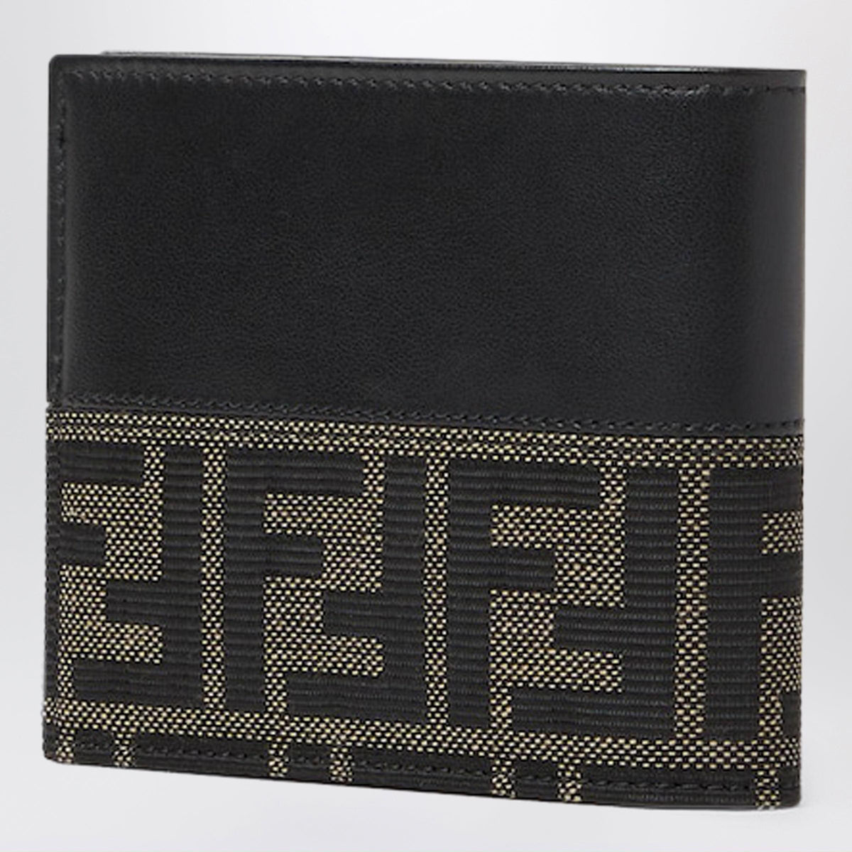 Fendi Ff Zucca Jacquard And Brown Leather Bi-Fold Wallet Men Men FENDI