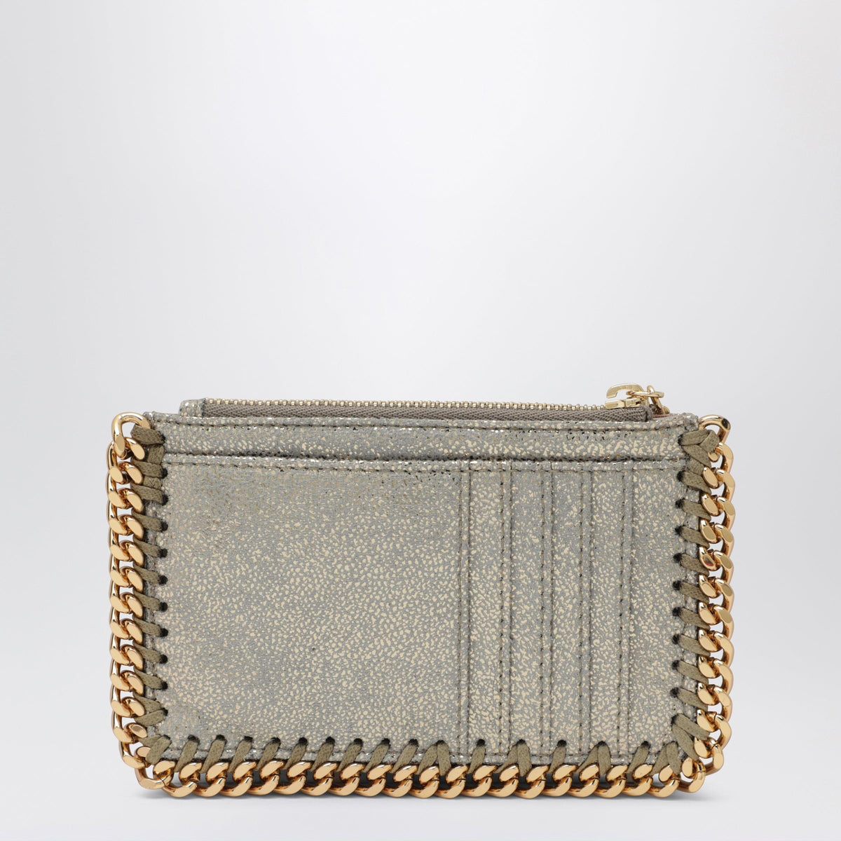 Stella Mccartney Falabella Card Holder In Metallic Pyrite Women STELLA MCCARTNEY