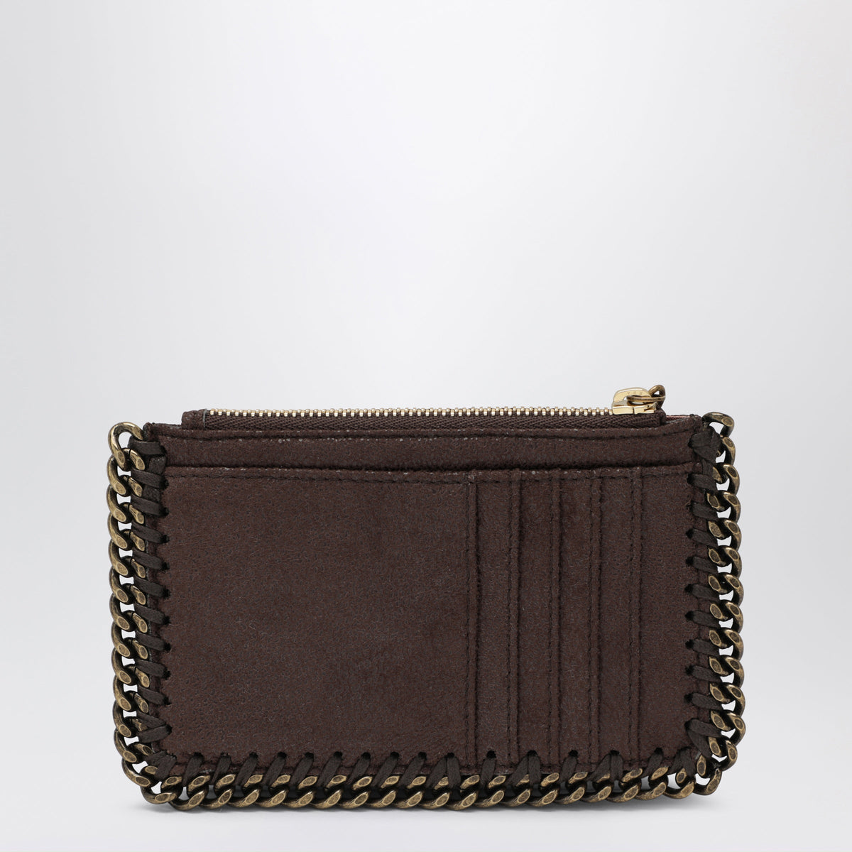 Stella Mccartney Falabella Card Holder In Mahogany Women STELLA MCCARTNEY
