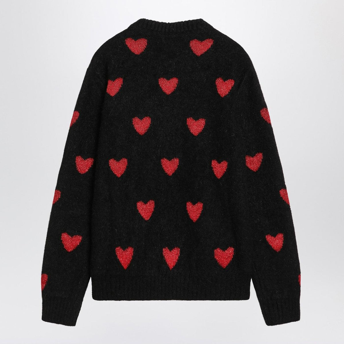 Valentino Jacquard Heart Pattern Sweater Black/Red Men VALENTINO