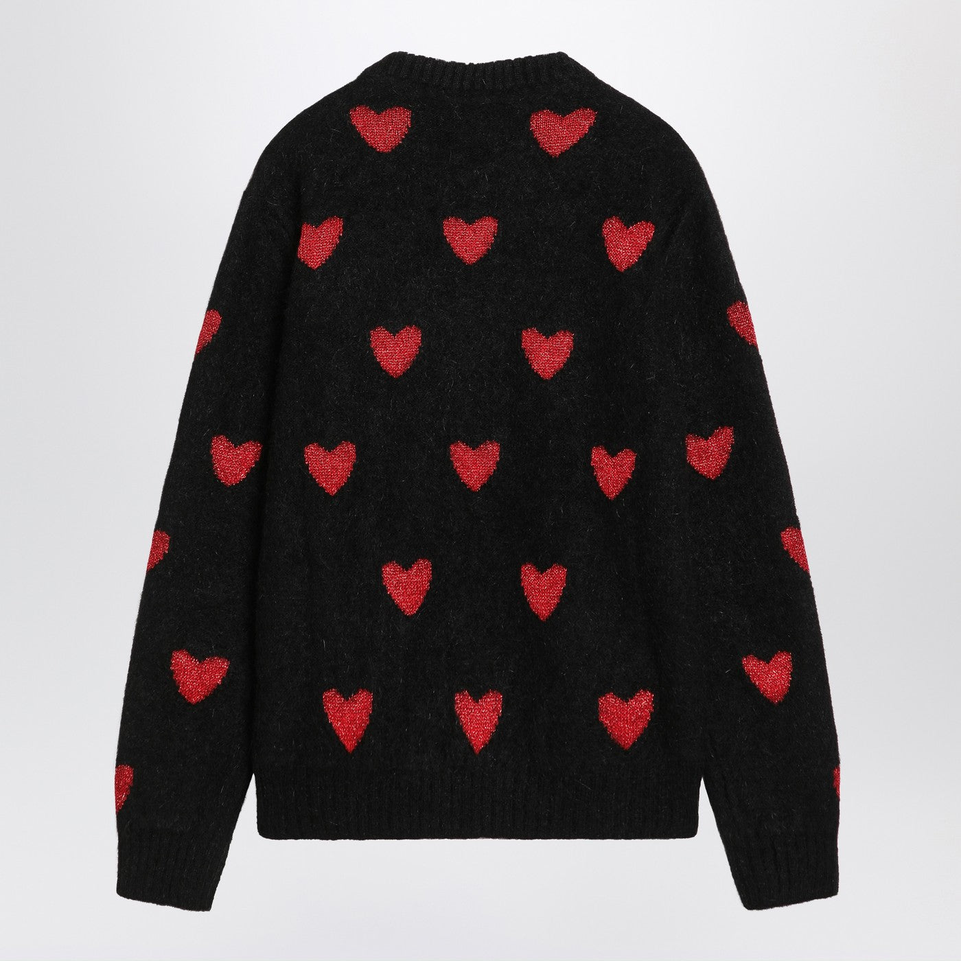 Valentino Jacquard Heart Pattern Sweater Black/Red Men VALENTINO