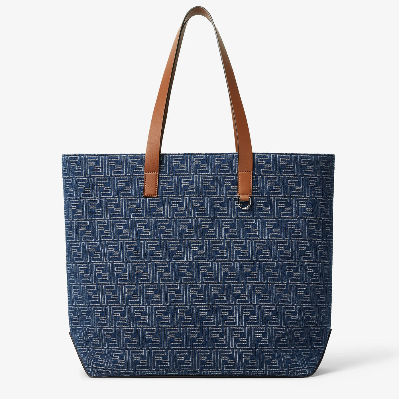 Fendi Medium Shopping Bag In Blue Denim-Effect Ff Jacquard Men FENDI
