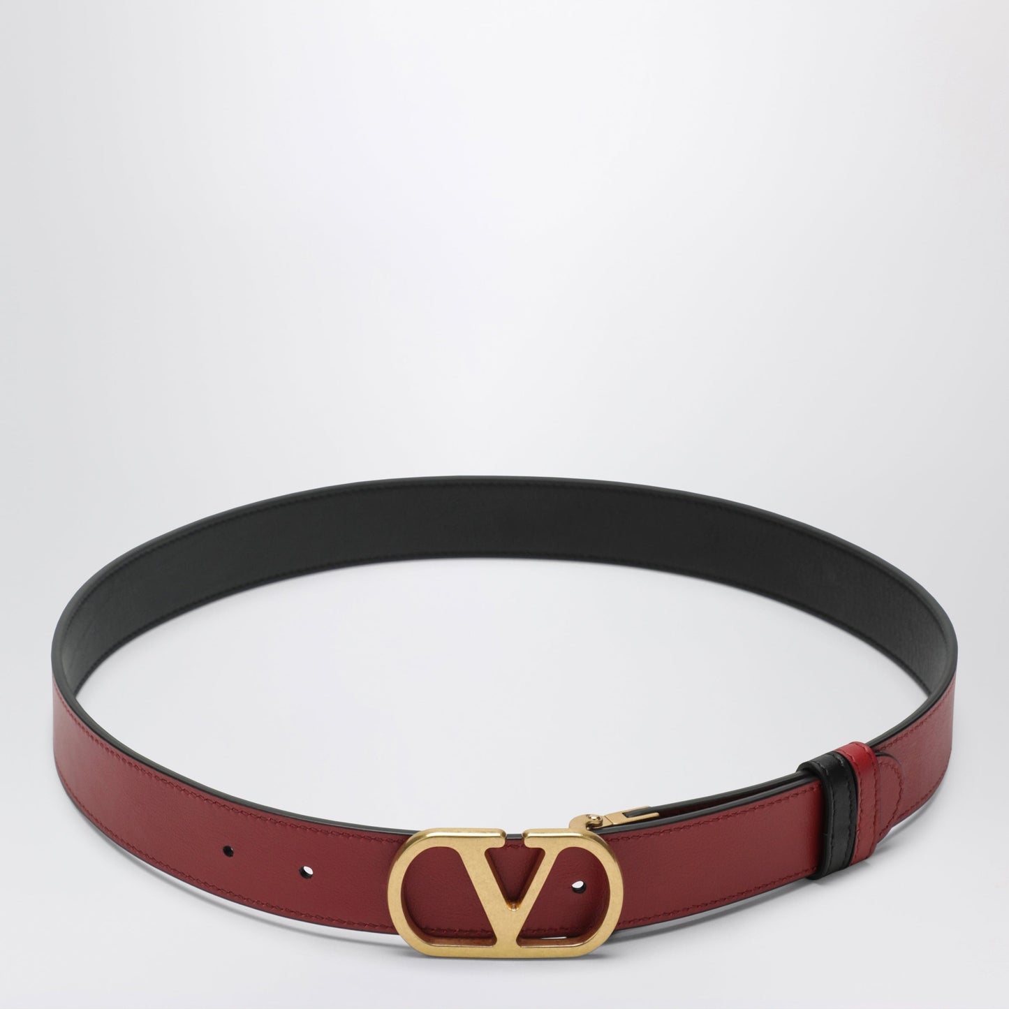 Valentino Garavani Reversible Vlogo Signature Belt In Glossy Calfskin Black/Red Women VALENTINO GARAVANI