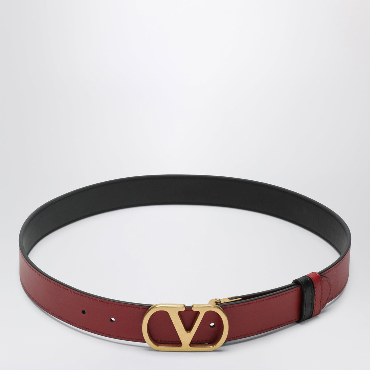 Valentino Garavani Reversible Vlogo Signature Belt In Glossy Calfskin Black/Red Women VALENTINO GARAVANI