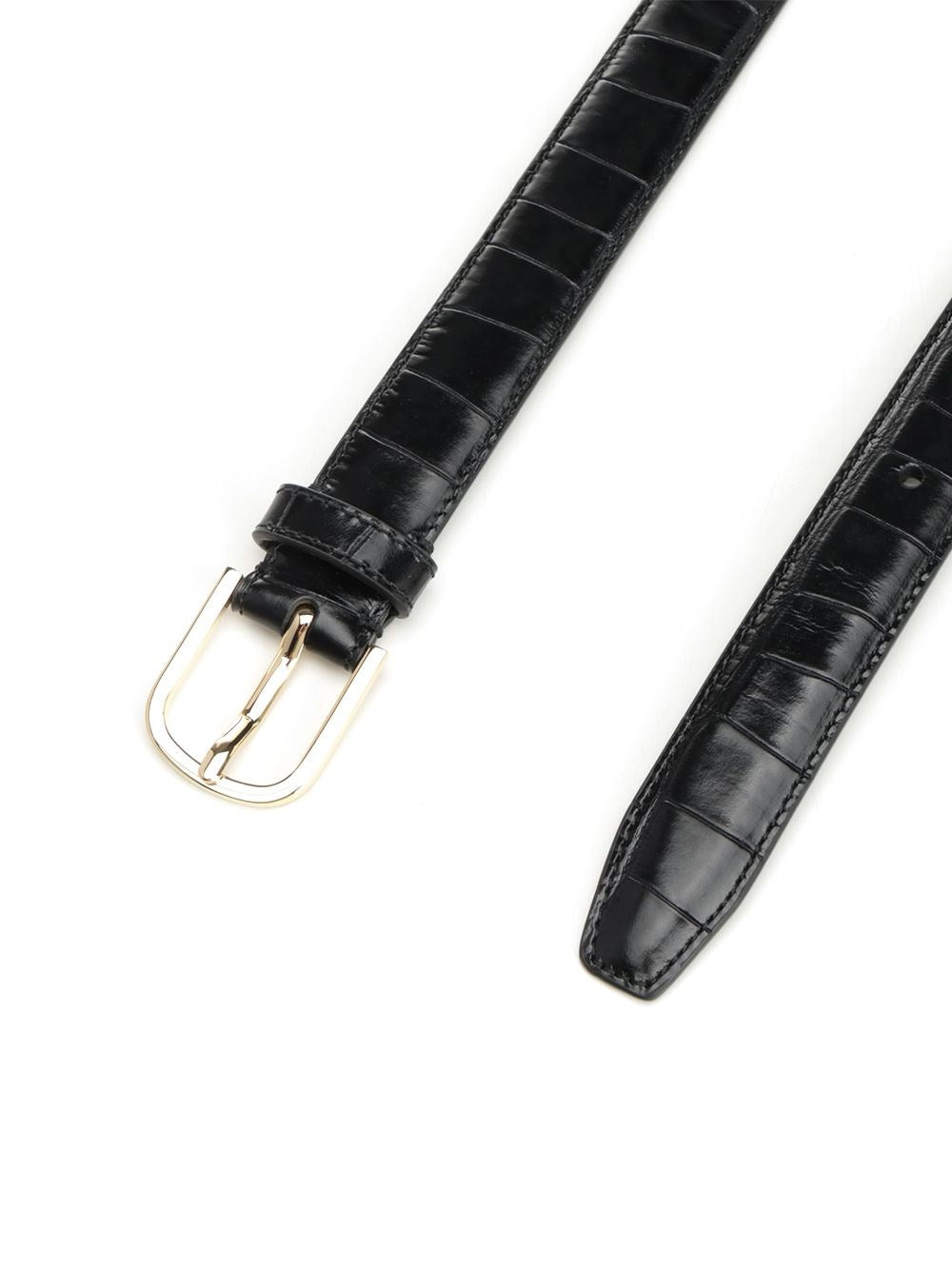 Toteme Women Slim Croco-Embossed Trouser Belt TOTEME
