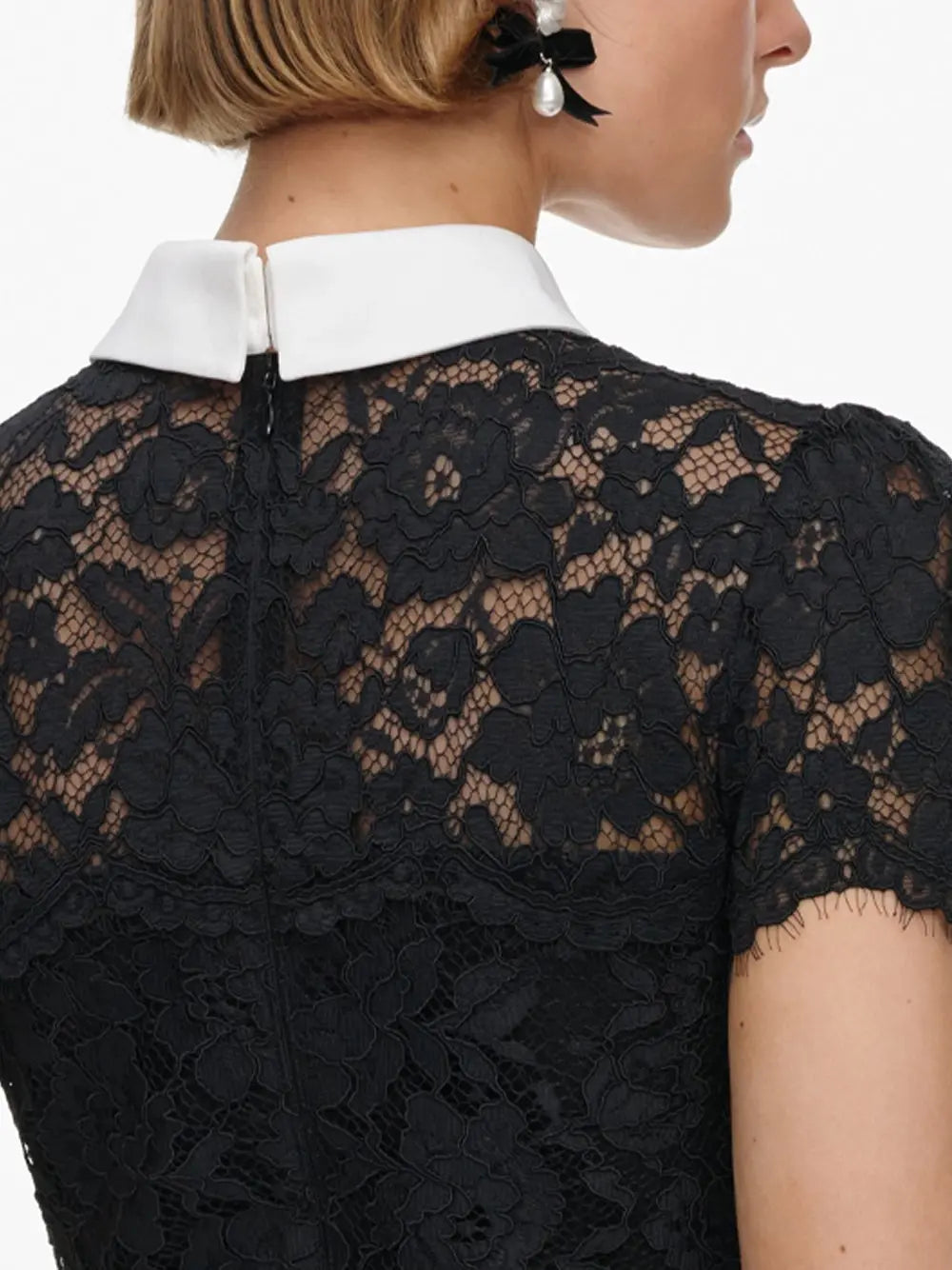Self-Portrait Women Lace Contrast Collar Midi Dress SELF-PORTRAIT