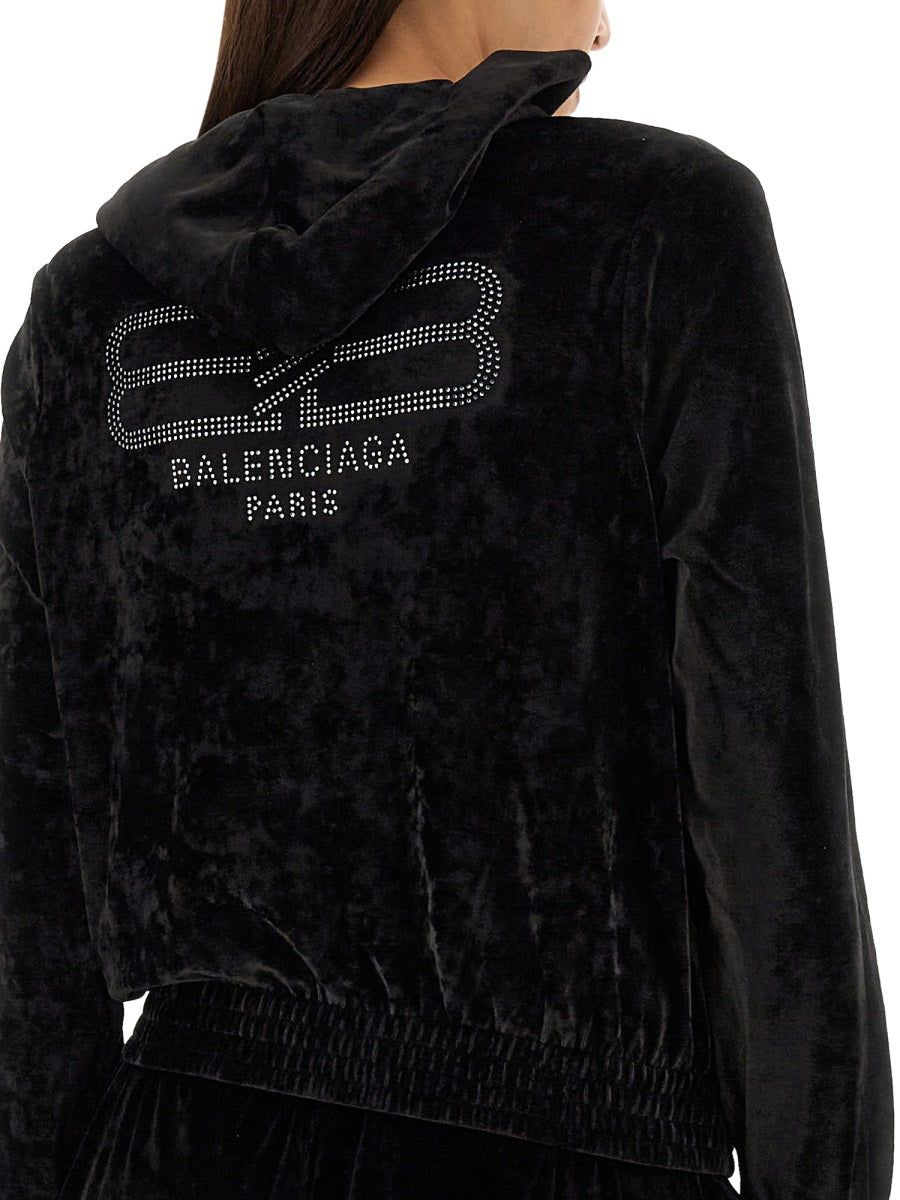 Balenciaga Women Bb Paris Zippered Sweatshirt BALENCIAGA