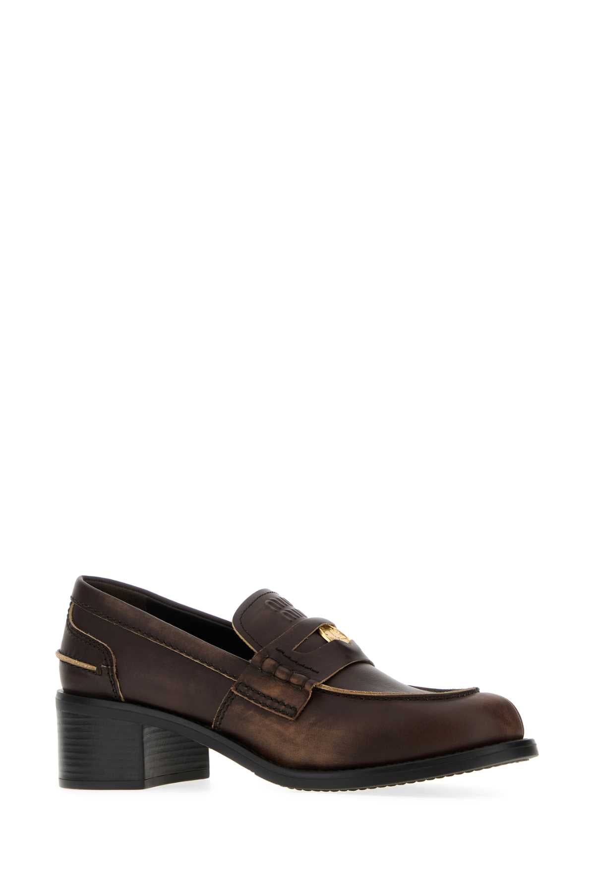 Miu Miu Women Brown Leather Loafers MIU MIU