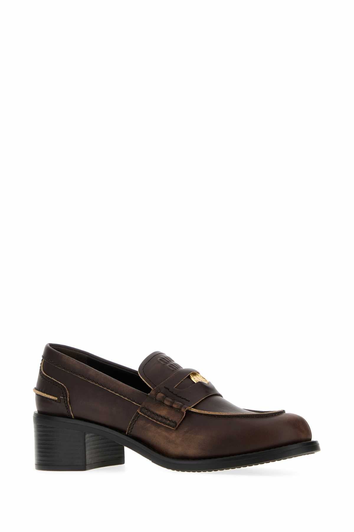 Miu Miu Women Brown Leather Loafers MIU MIU